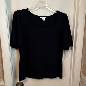 Liz Claiborne Classic Black Short Sleeve Top Size XL NWT